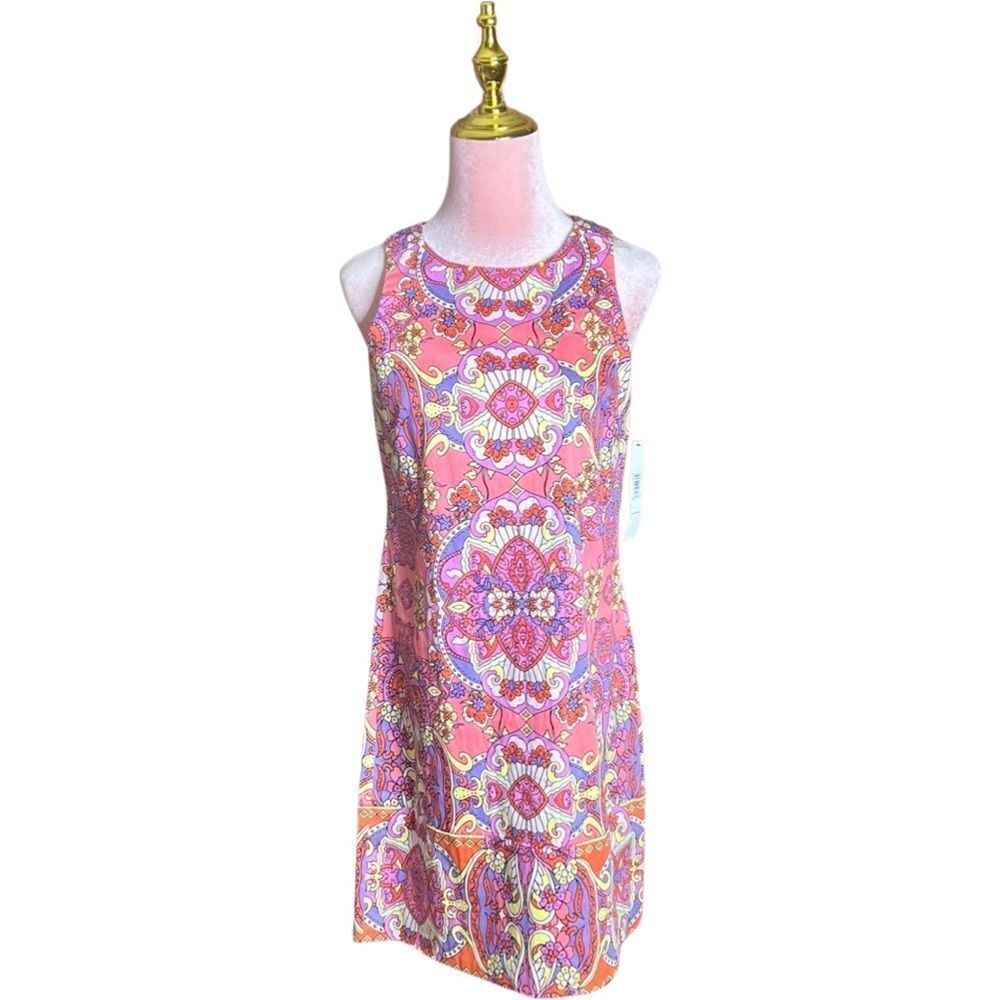 Maggy London Pink and Purple Patterned Dress